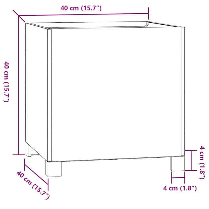 plantekasse med ben 40x40x40 cm cortenstål rustfarvet