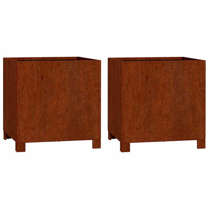 plantekasser med ben 2 stk. 40x40x40 cm cortenstål rustfarvet