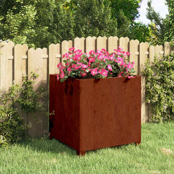 plantekasse med ben 50x50x50 cm cortenstål rustfarvet