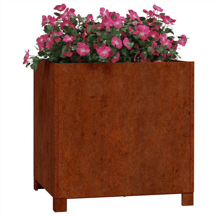 plantekasser med ben 2 stk. 50x50x50 cm cortenstål rustfarvet
