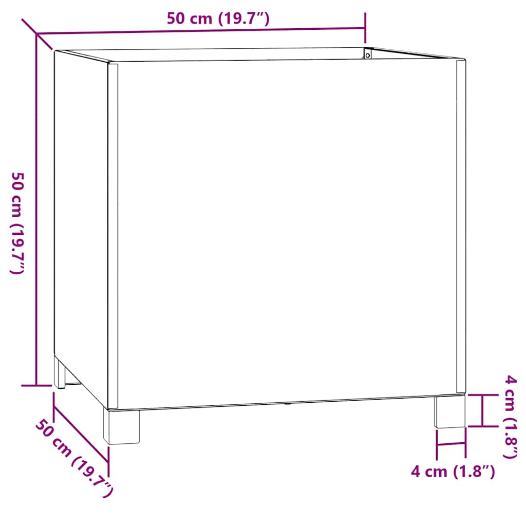 plantekasser med ben 2 stk. 50x50x50 cm cortenstål rustfarvet