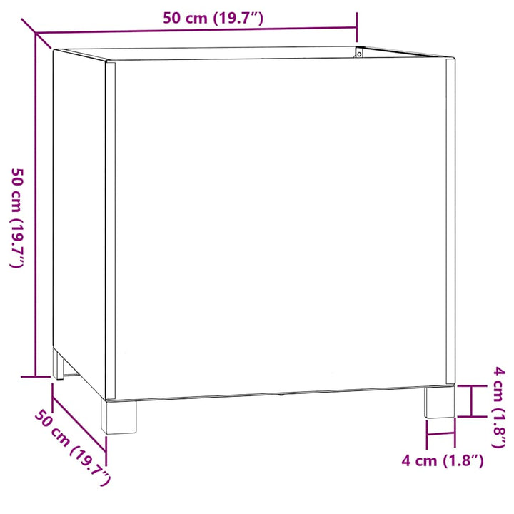 plantekasser med ben 2 stk. 50x50x50 cm cortenstål rustfarvet