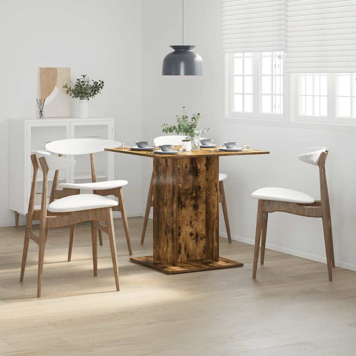 spisebord 80x80x75 cm konstrueret træ røget egetræsfarve