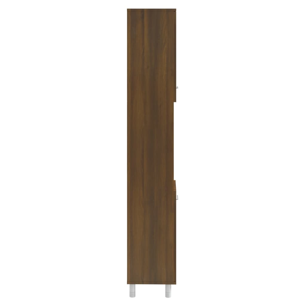 badeværelsesskab 30x30x179 cm konstrueret træ brunt egetræ