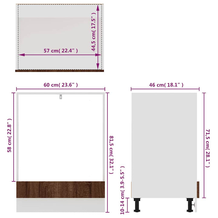 ovnskab "Riga" brun eg 60x46x81,5 cm konstrueret træ