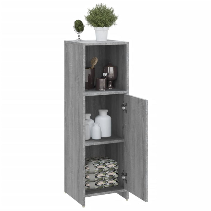 badeværelsesskab 30x30x95 cm konstrueret træ grå sonoma-eg