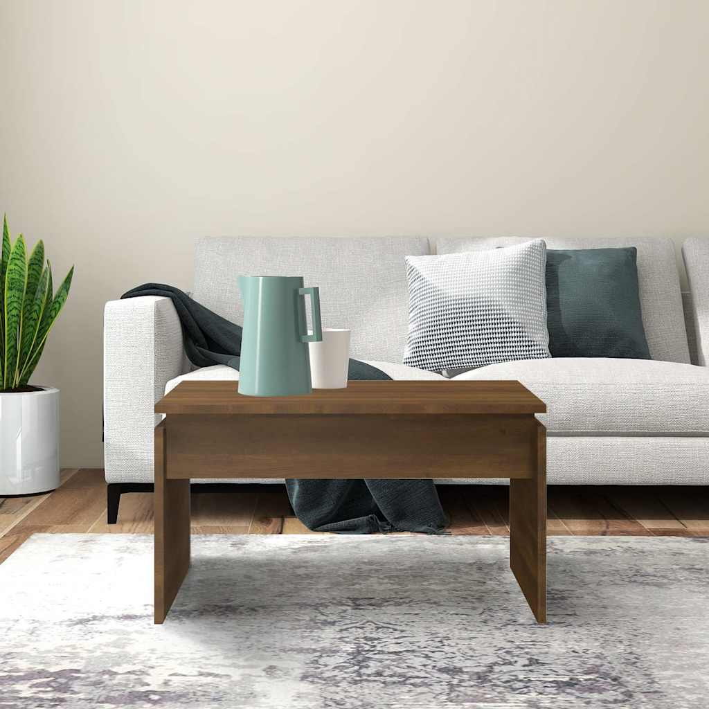 sofabord 68x50x38 cm konstrueret træ brun egetræsfarve