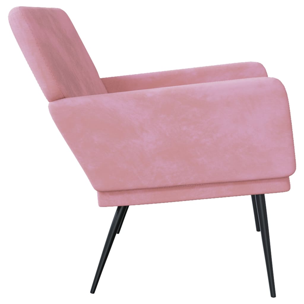 bænk 108x79x79 cm velour lyserød