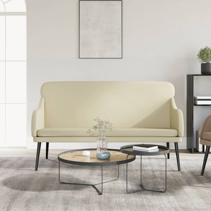 bænk 110x76x80 cm kunstlæder cremefarvet