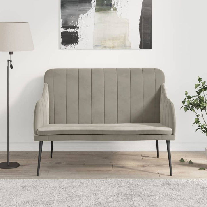 bænk 110x76x80 cm velour lysegrå