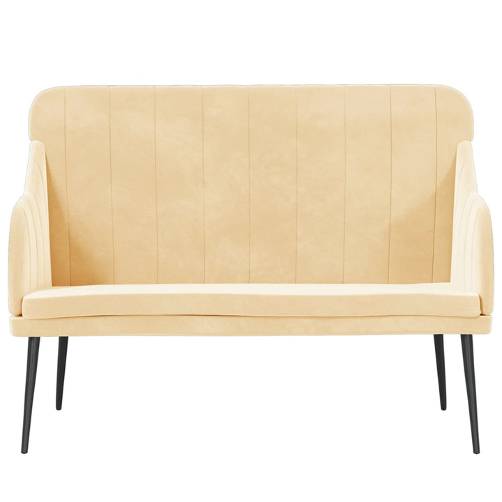 bænk 110x76x80 cm velour cremefarvet