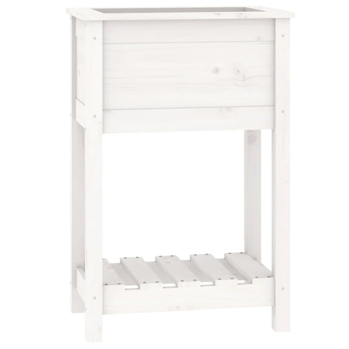 plantekasse med hylde 54x34,5x81 cm massivt fyrretræ hvid