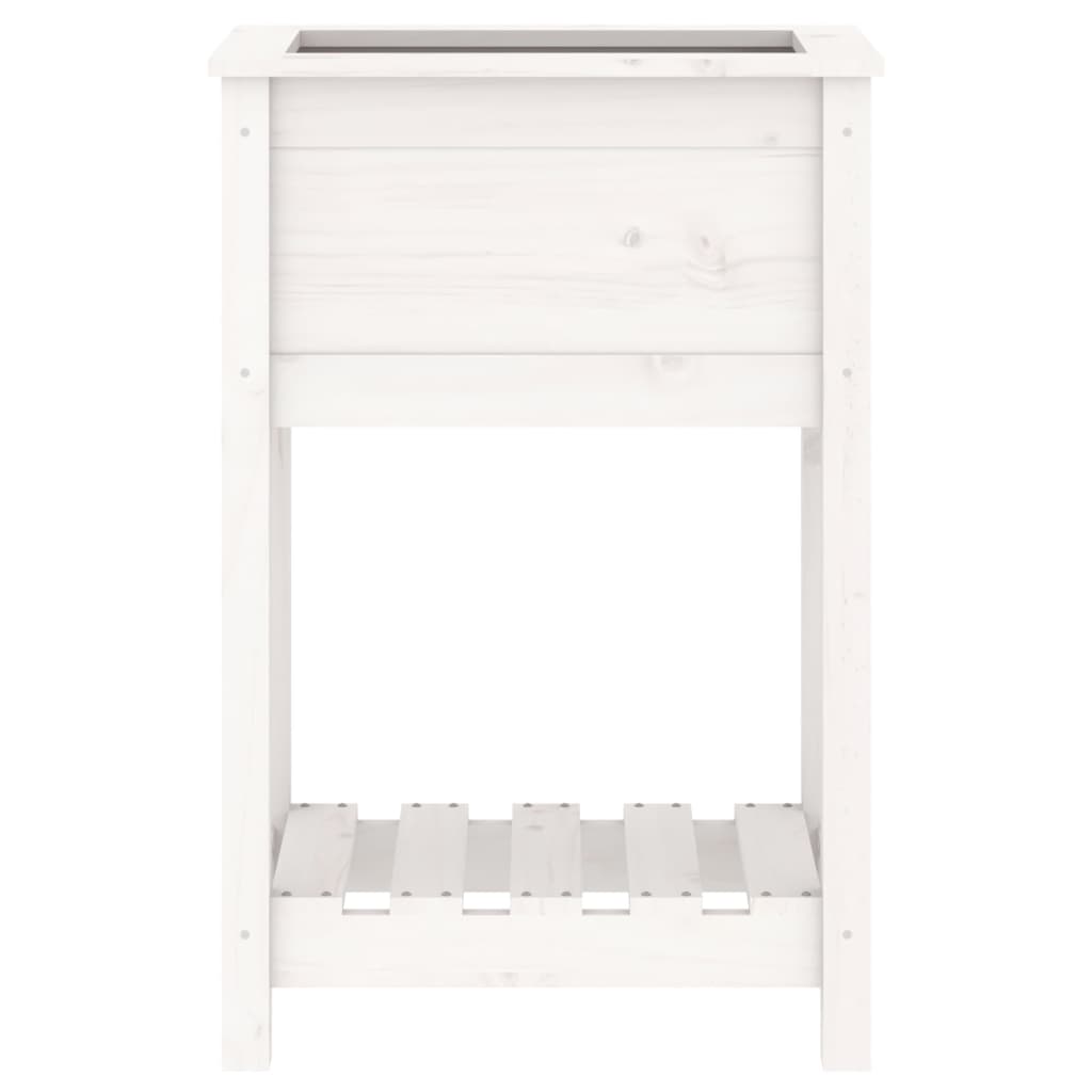 plantekasse med hylde 54x34,5x81 cm massivt fyrretræ hvid