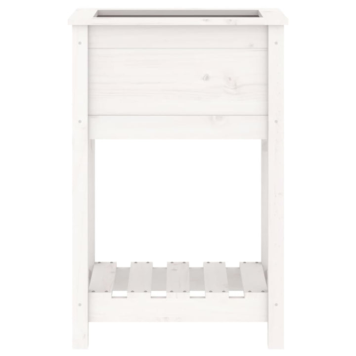 plantekasse med hylde 54x34,5x81 cm massivt fyrretræ hvid