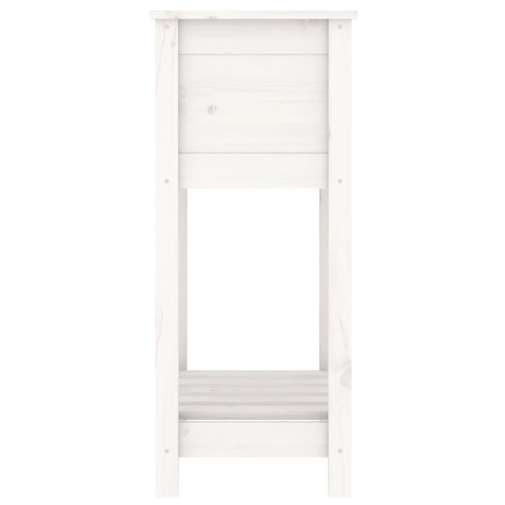 plantekasse med hylde 54x34,5x81 cm massivt fyrretræ hvid