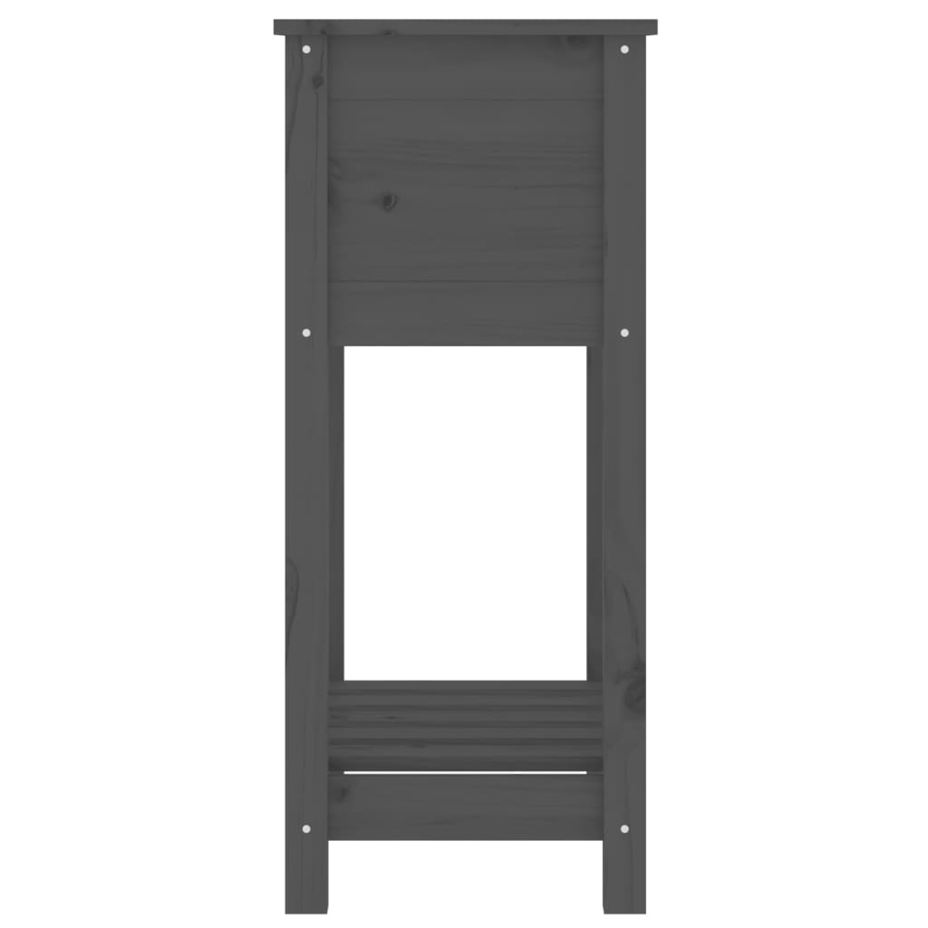 plantekasse med hylde 54x34,5x81 cm massivt fyrretræ grå
