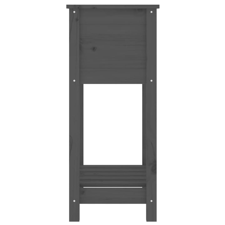 plantekasse med hylde 54x34,5x81 cm massivt fyrretræ grå