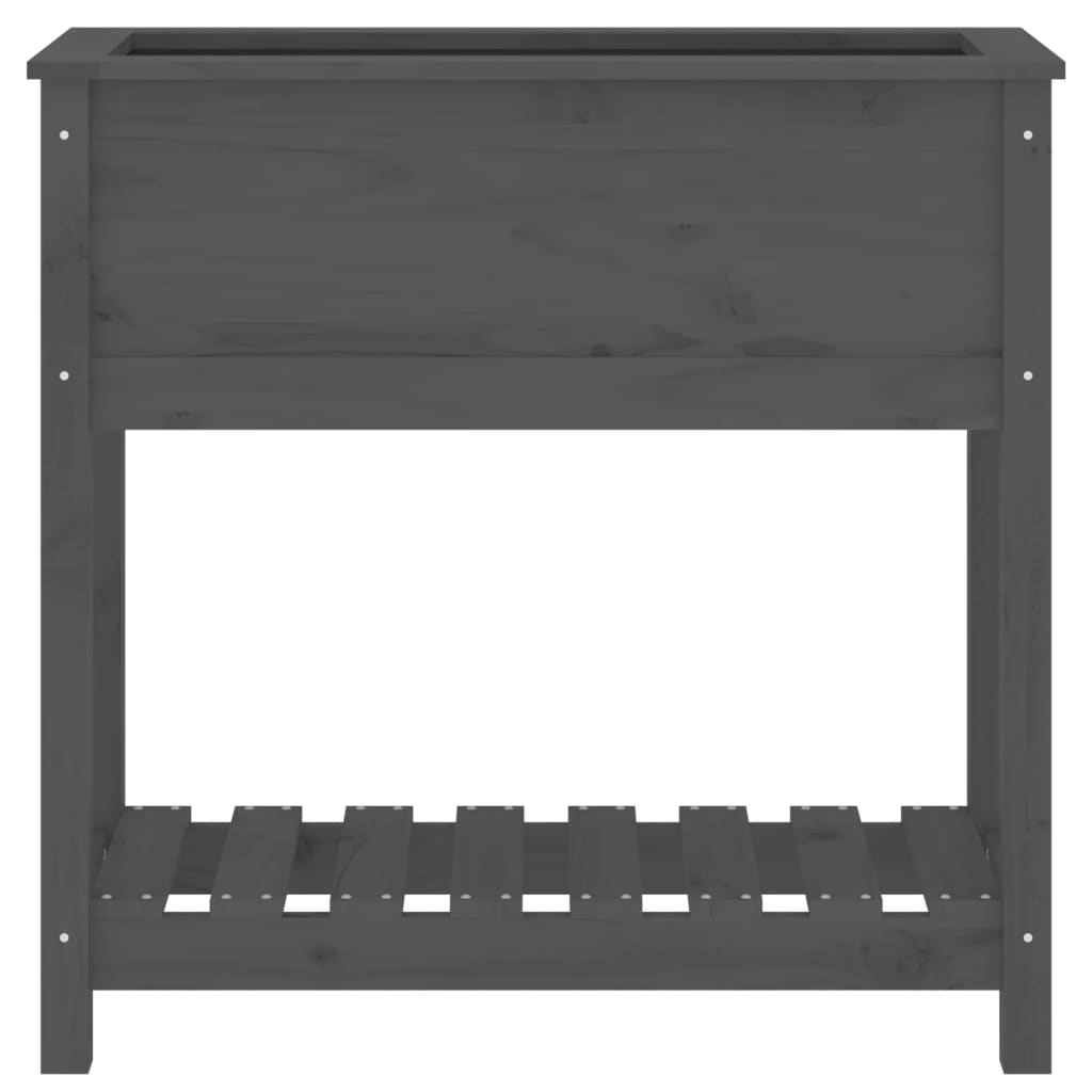 plantekasse med hylde 82,5x34,5x81 cm massivt fyrretræ grå