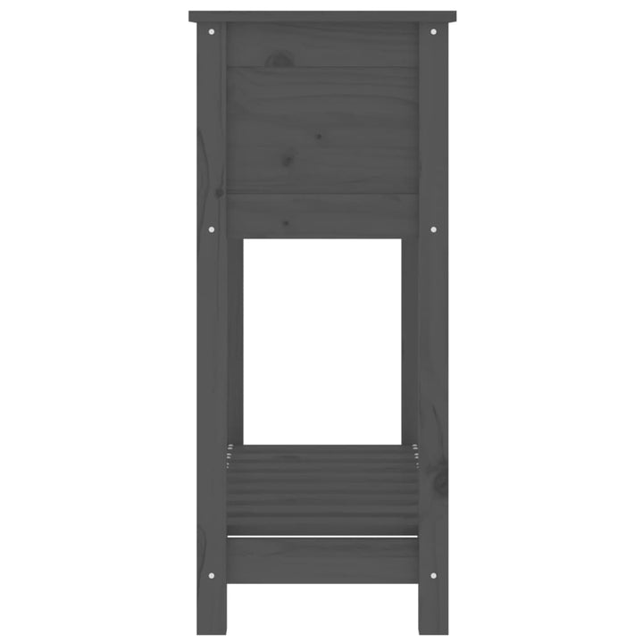 plantekasse med hylde 82,5x34,5x81 cm massivt fyrretræ grå