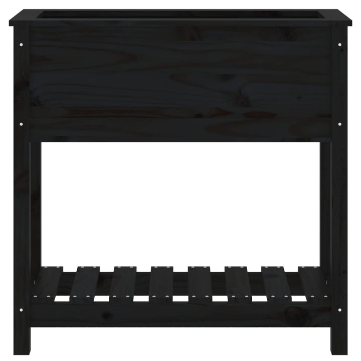 plantekasse med hylde 82,5x34,5x81 cm massivt fyrretræ sort