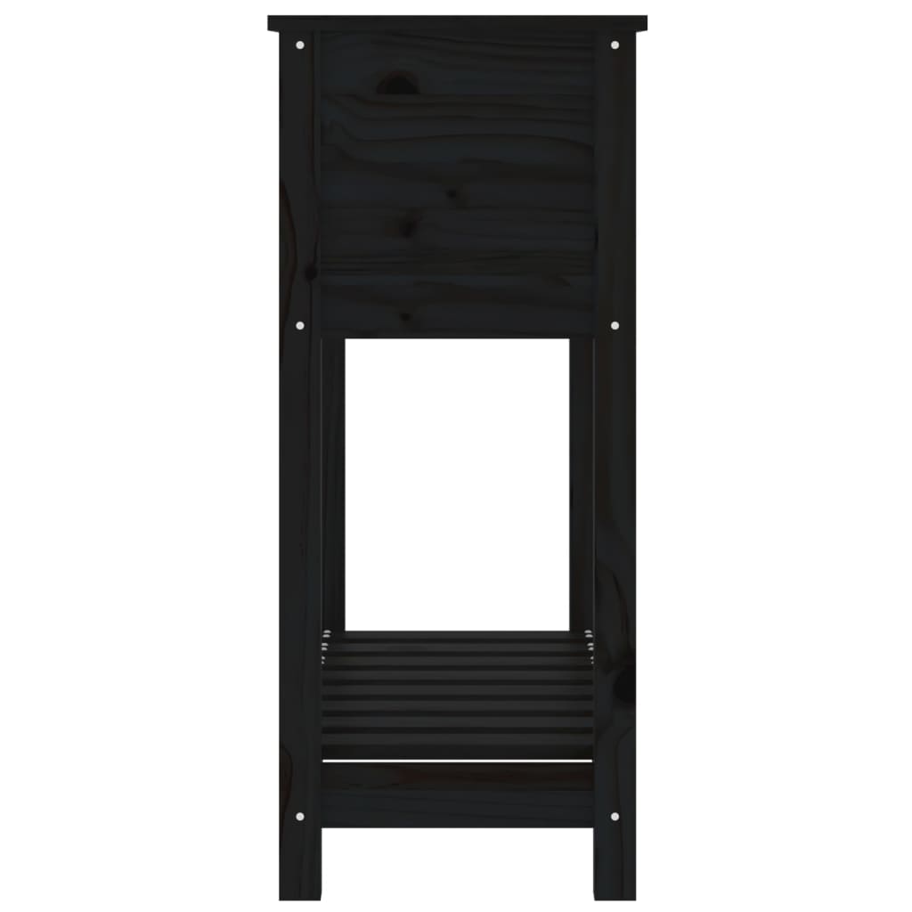 plantekasse med hylde 82,5x34,5x81 cm massivt fyrretræ sort