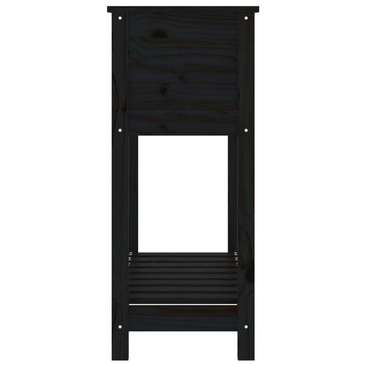 plantekasse med hylde 82,5x34,5x81 cm massivt fyrretræ sort