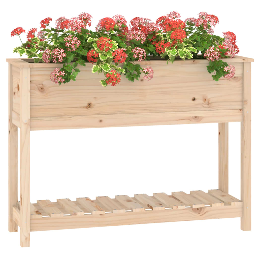 plantekasse med hylde 111,5x34,5x81 cm massivt fyrretræ
