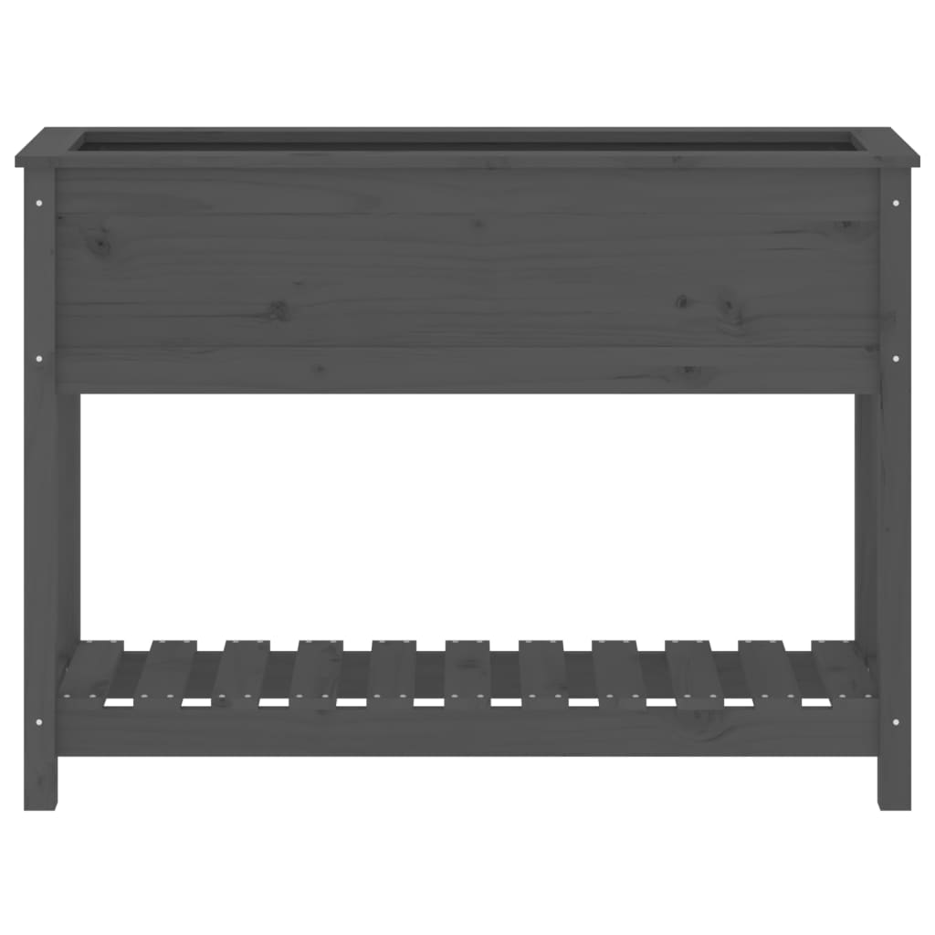 plantekasse med hylde 111,5x34,5x81 cm massivt fyrretræ grå