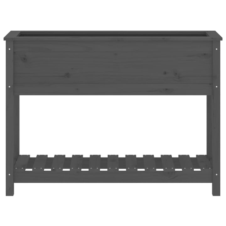 plantekasse med hylde 111,5x34,5x81 cm massivt fyrretræ grå