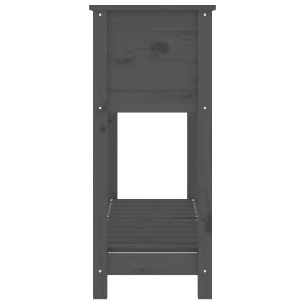 plantekasse med hylde 111,5x34,5x81 cm massivt fyrretræ grå