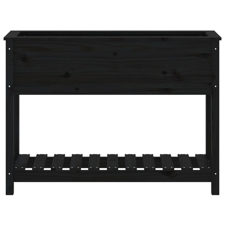 plantekasse med hylde 111,5x34,5x81 cm massivt fyrretræ sort