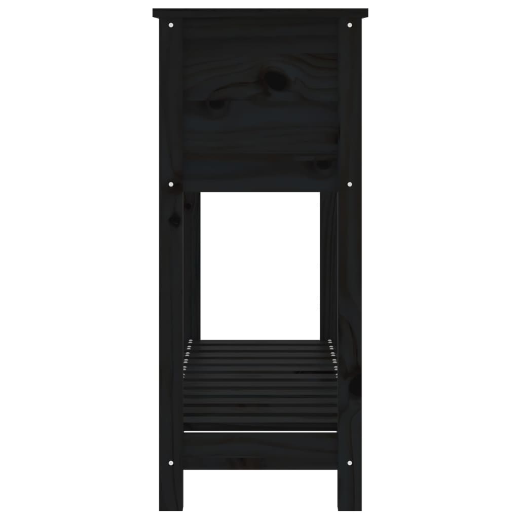 plantekasse med hylde 111,5x34,5x81 cm massivt fyrretræ sort