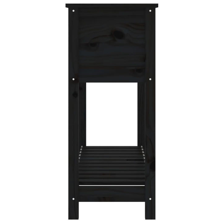 plantekasse med hylde 111,5x34,5x81 cm massivt fyrretræ sort