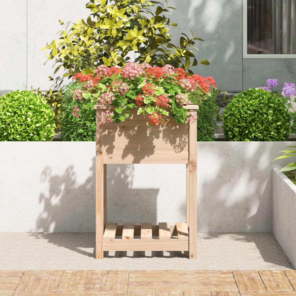 plantekasse med hylde 54x54x81 cm massivt fyrretræ