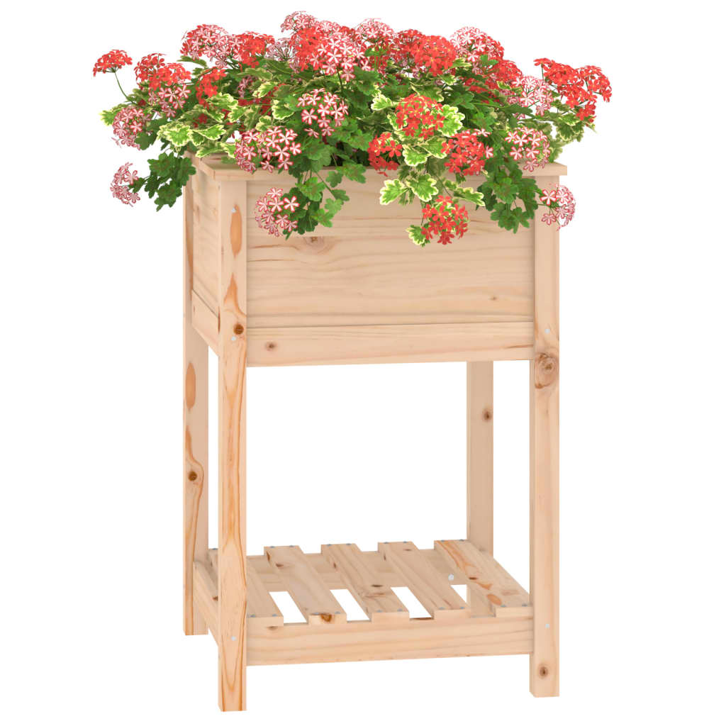 plantekasse med hylde 54x54x81 cm massivt fyrretræ