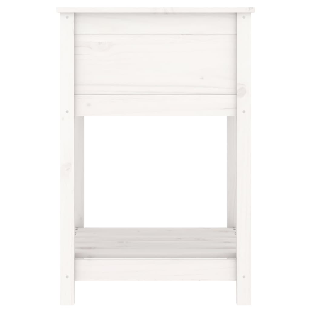 plantekasse med hylde 54x54x81 cm massivt fyrretræ hvid