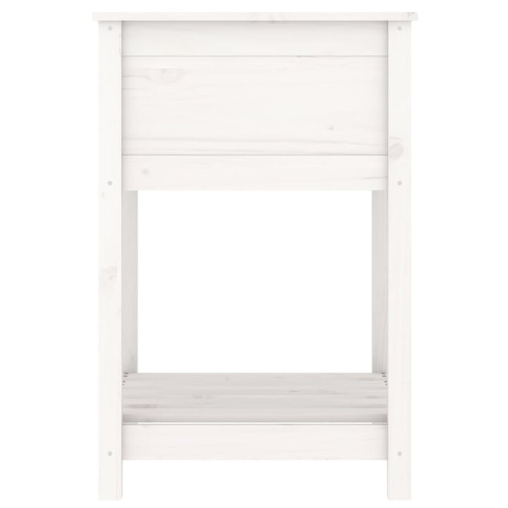 plantekasse med hylde 54x54x81 cm massivt fyrretræ hvid