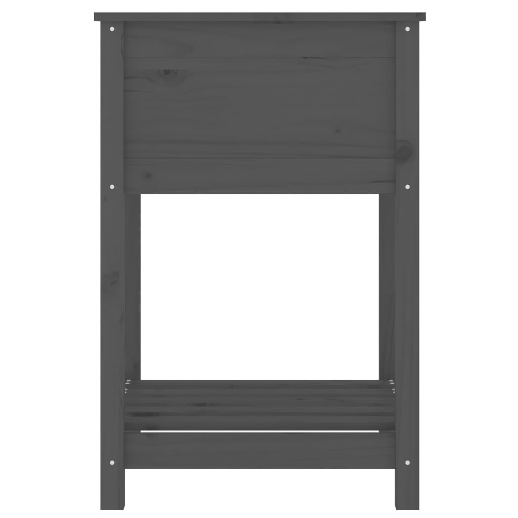 plantekasse med hylde 54x54x81 cm massivt fyrretræ grå