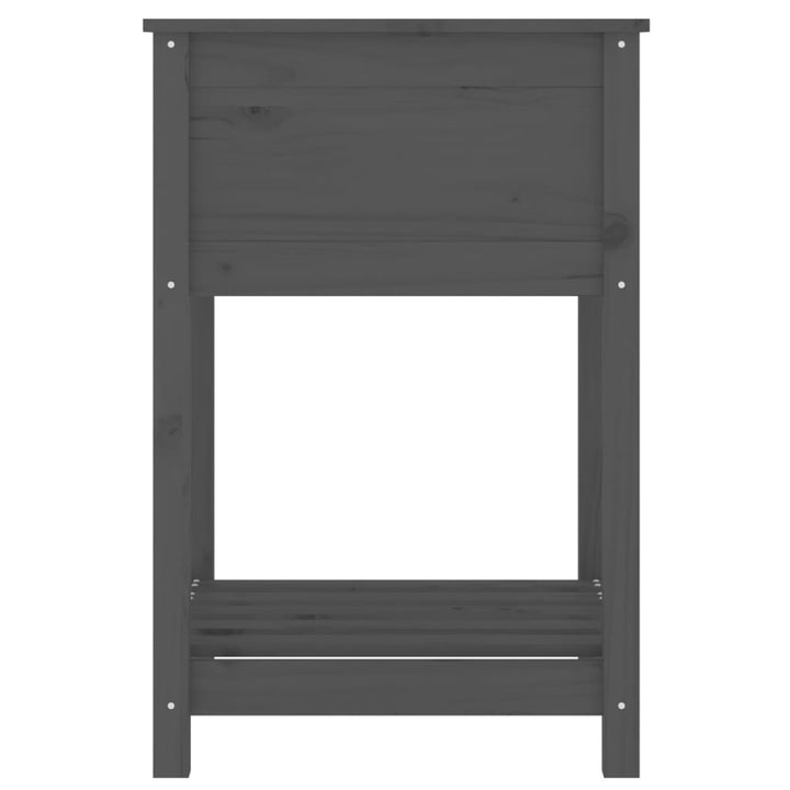 plantekasse med hylde 54x54x81 cm massivt fyrretræ grå