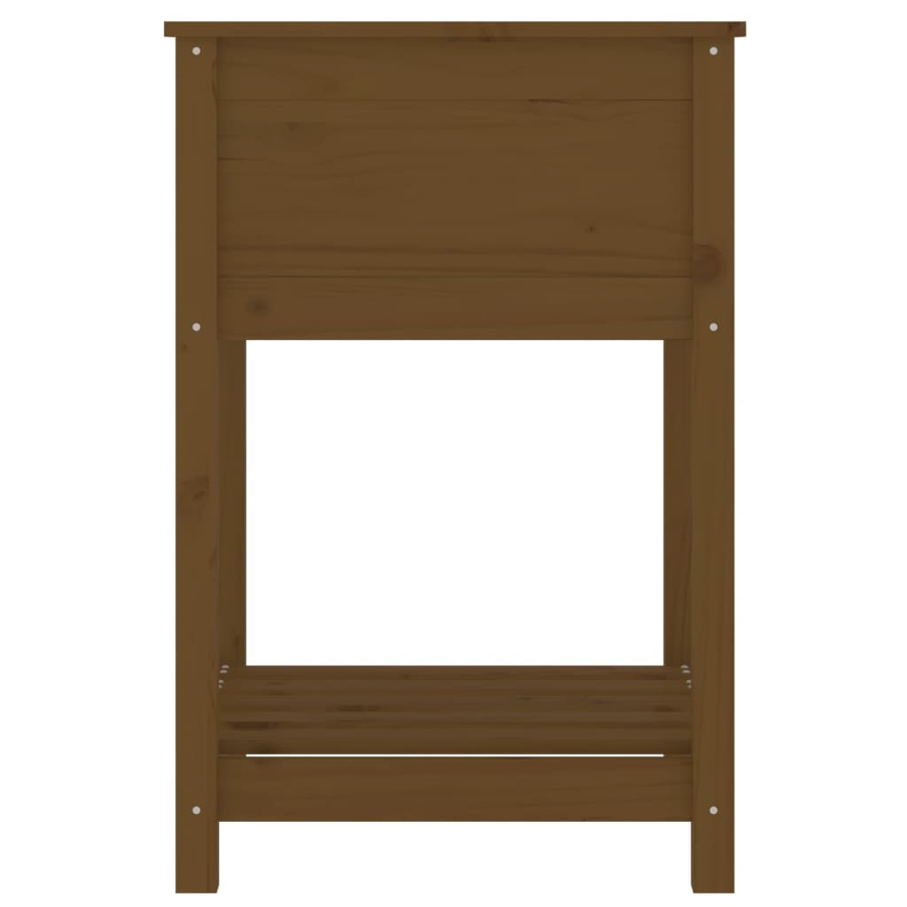 plantekasse med hylde 54x54x81 cm massivt fyrretræ gyldenbrun
