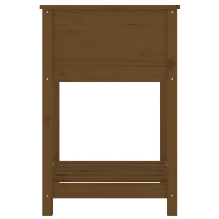 plantekasse med hylde 54x54x81 cm massivt fyrretræ gyldenbrun