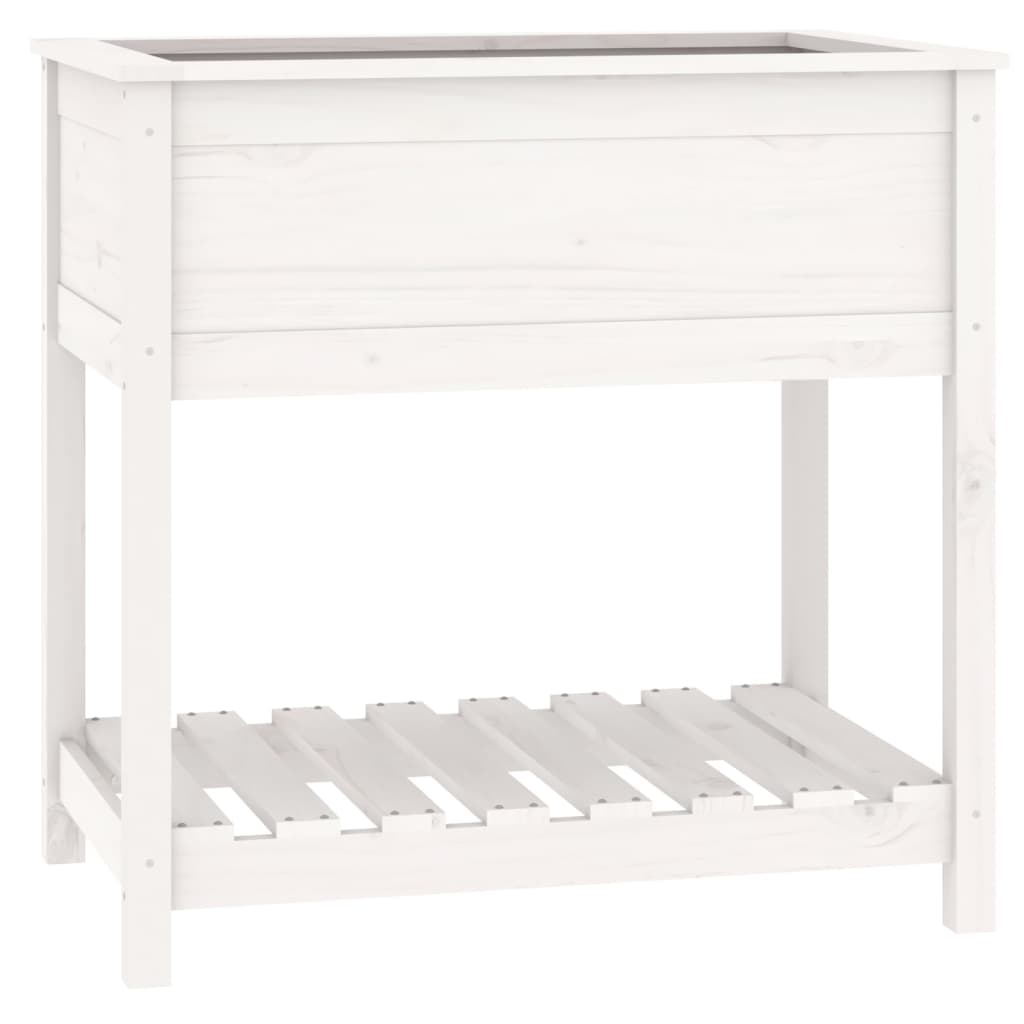 plantekasse med hylde 82,5x54x81 cm massivt fyrretræ hvid