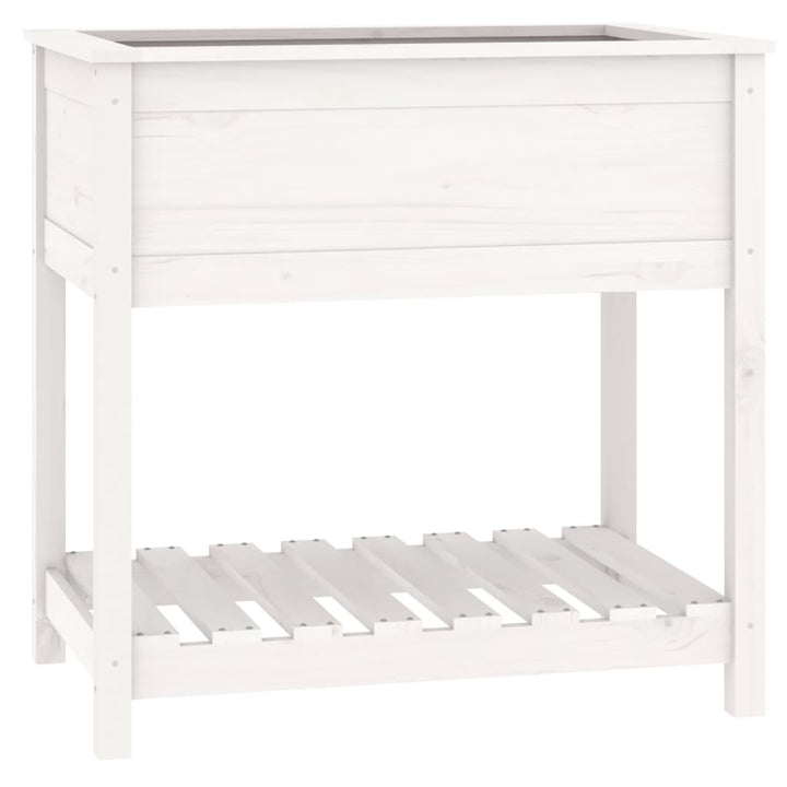 plantekasse med hylde 82,5x54x81 cm massivt fyrretræ hvid