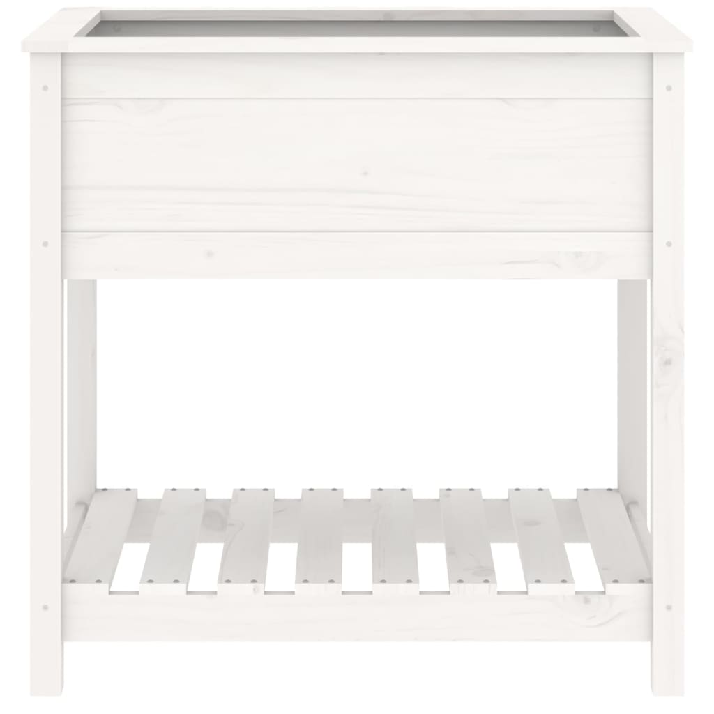 plantekasse med hylde 82,5x54x81 cm massivt fyrretræ hvid