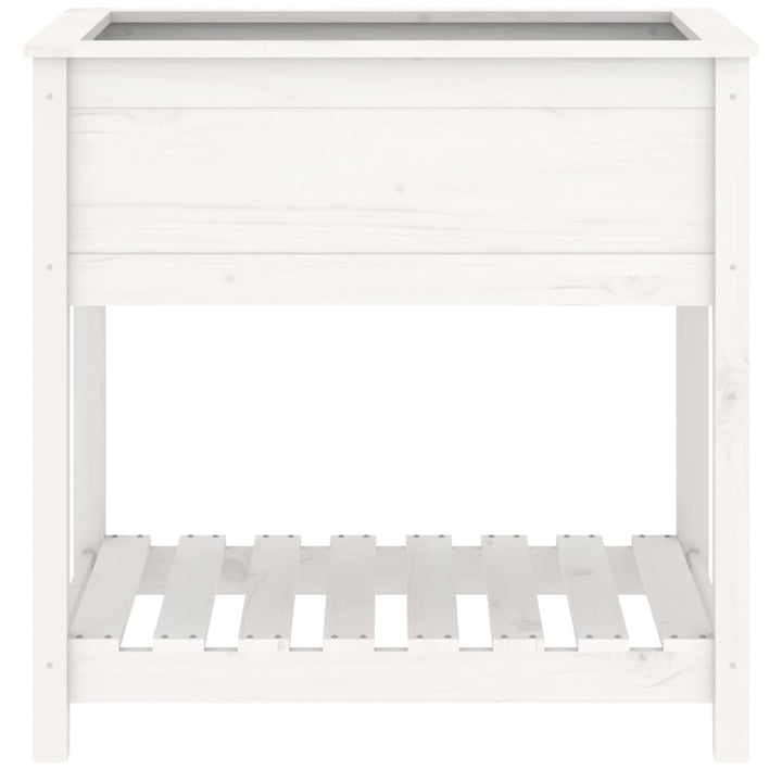 plantekasse med hylde 82,5x54x81 cm massivt fyrretræ hvid