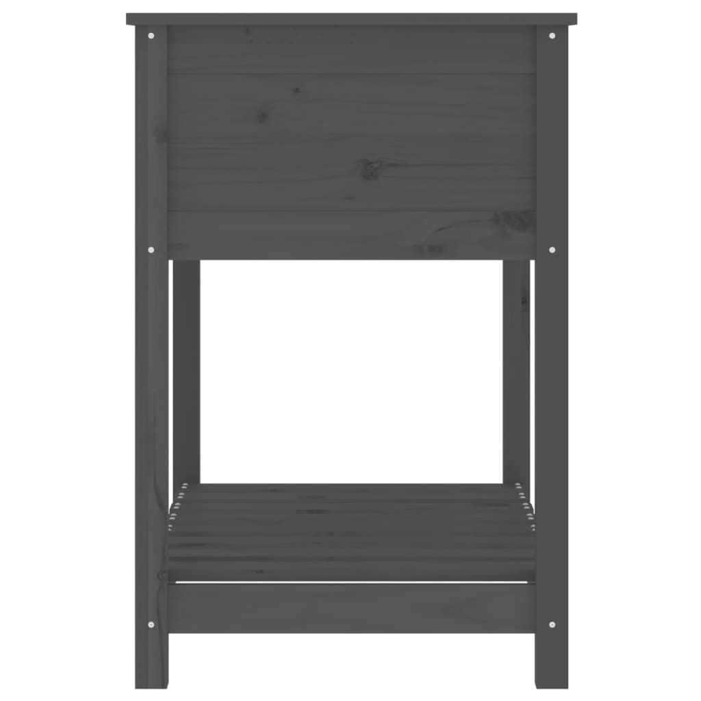 plantekasse med hylde 82,5x54x81 cm massivt fyrretræ grå