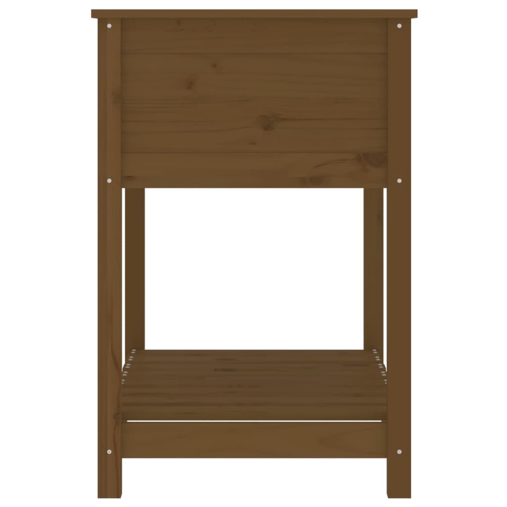 plantekasse med hylde 82,5x54x81 cm massivt fyrretræ gyldenbrun