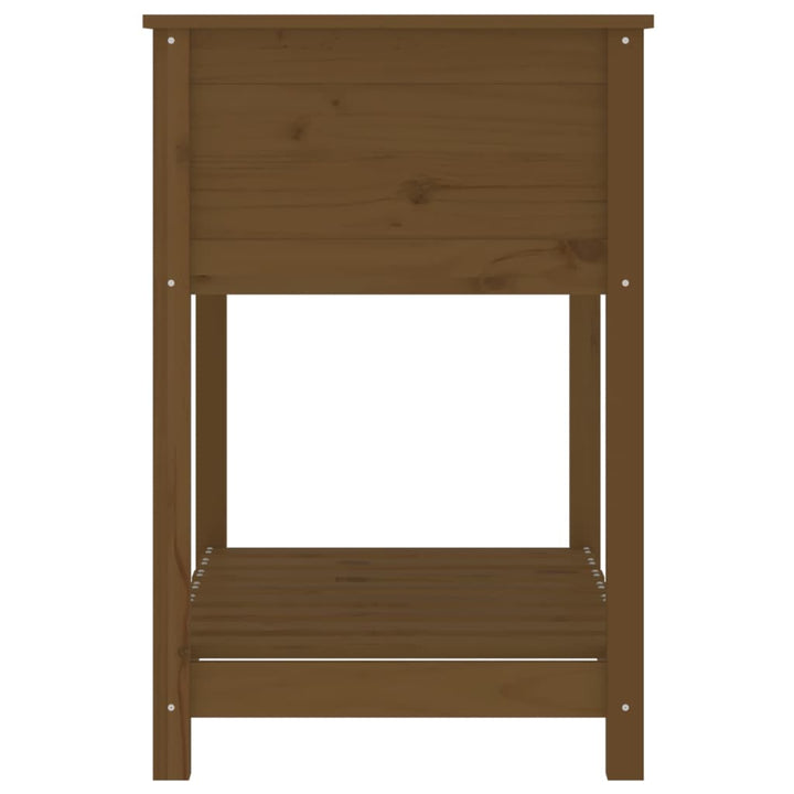 plantekasse med hylde 82,5x54x81 cm massivt fyrretræ gyldenbrun
