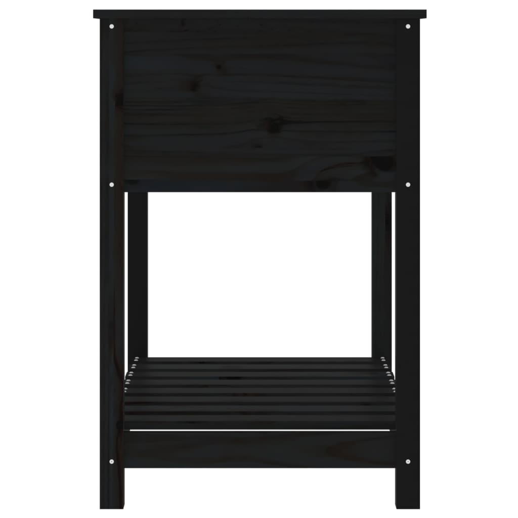 plantekasse med hylde 82,5x54x81 cm massivt fyrretræ sort
