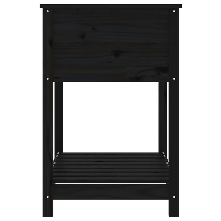 plantekasse med hylde 82,5x54x81 cm massivt fyrretræ sort
